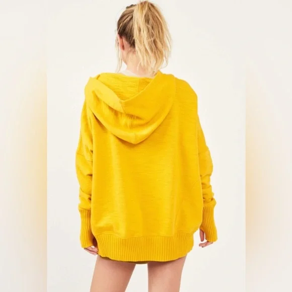 NWT Free People FP Movement Honey Dove Swaying Sunflowers Yellow Pullover Hoodie - Picture 6 of 13
